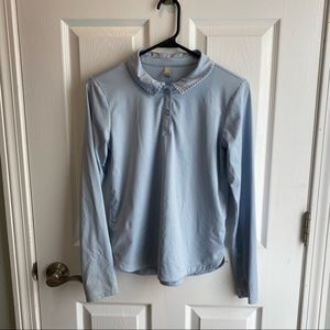 Athleta Girl Size XL (14) light blue shirt with thumb holes